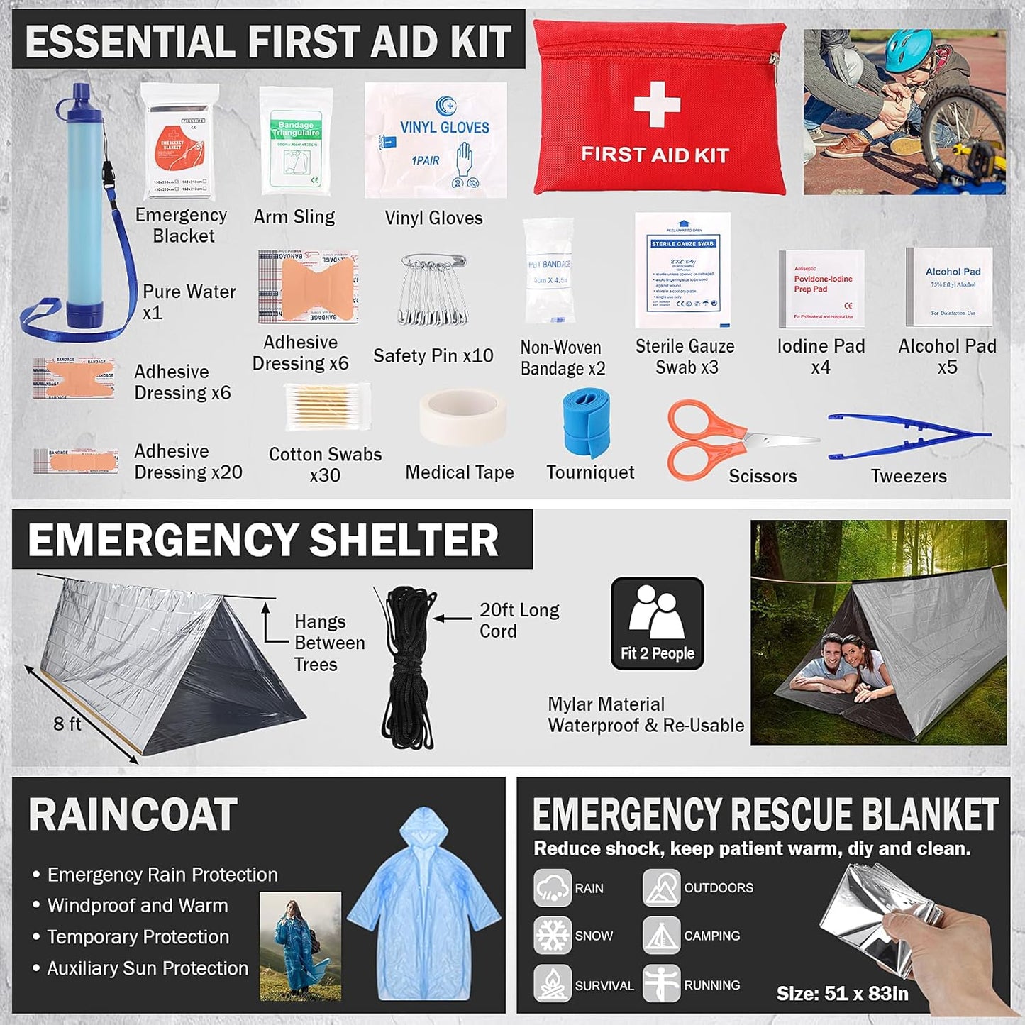 Complete Disaster Preparedness Survival Kit for Outdoor and Home Use