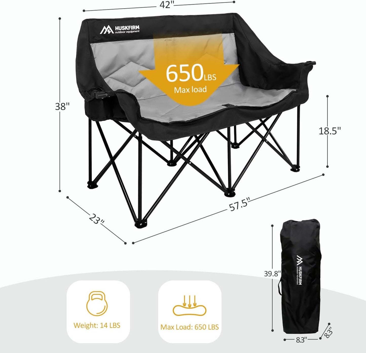 Portable Double Camping Chair for Outdoor Relaxation and Travel Use