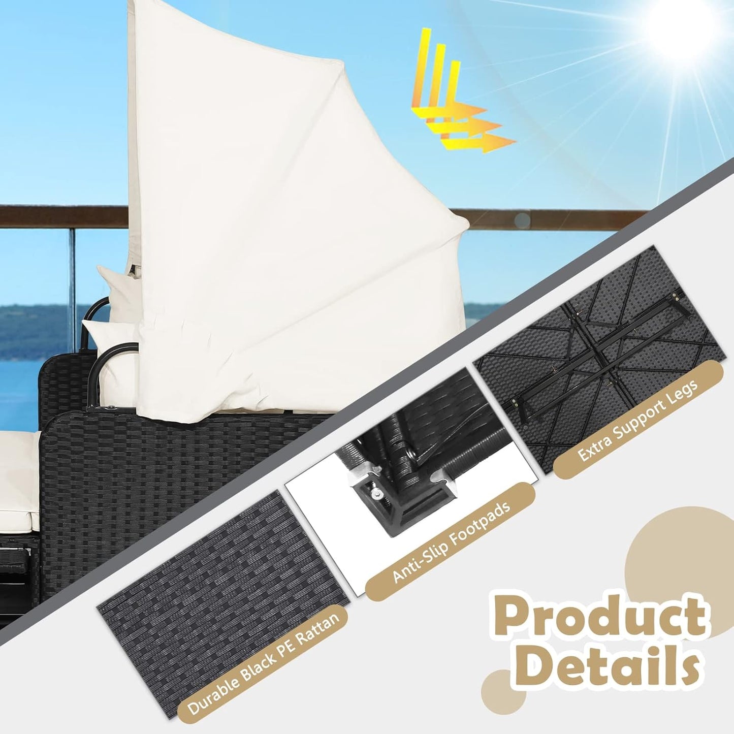 Foldable Outdoor Conversation Set for Patio, Garden and Backyard