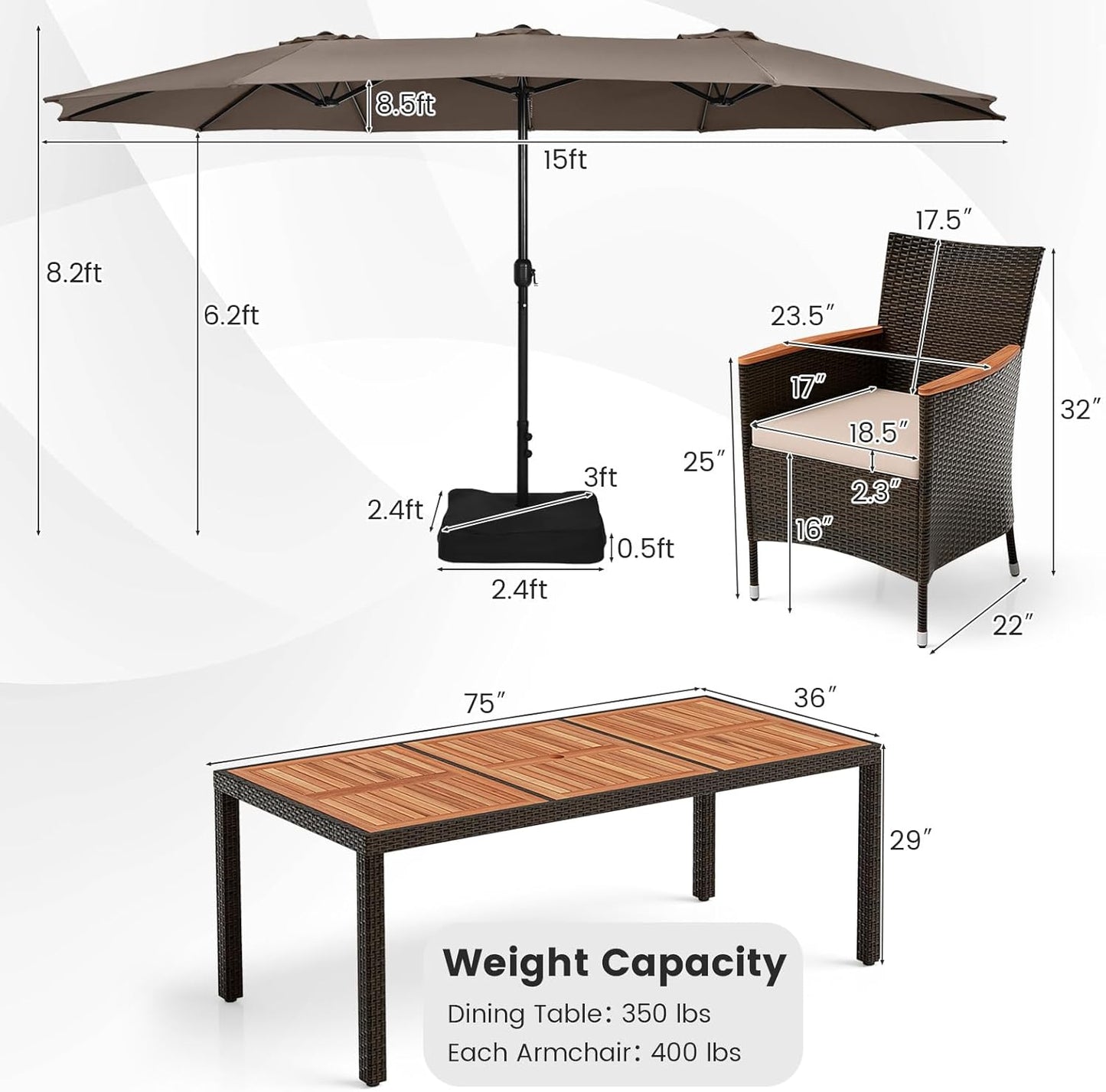 Patio Dining Set for Backyard, Garden and Poolside