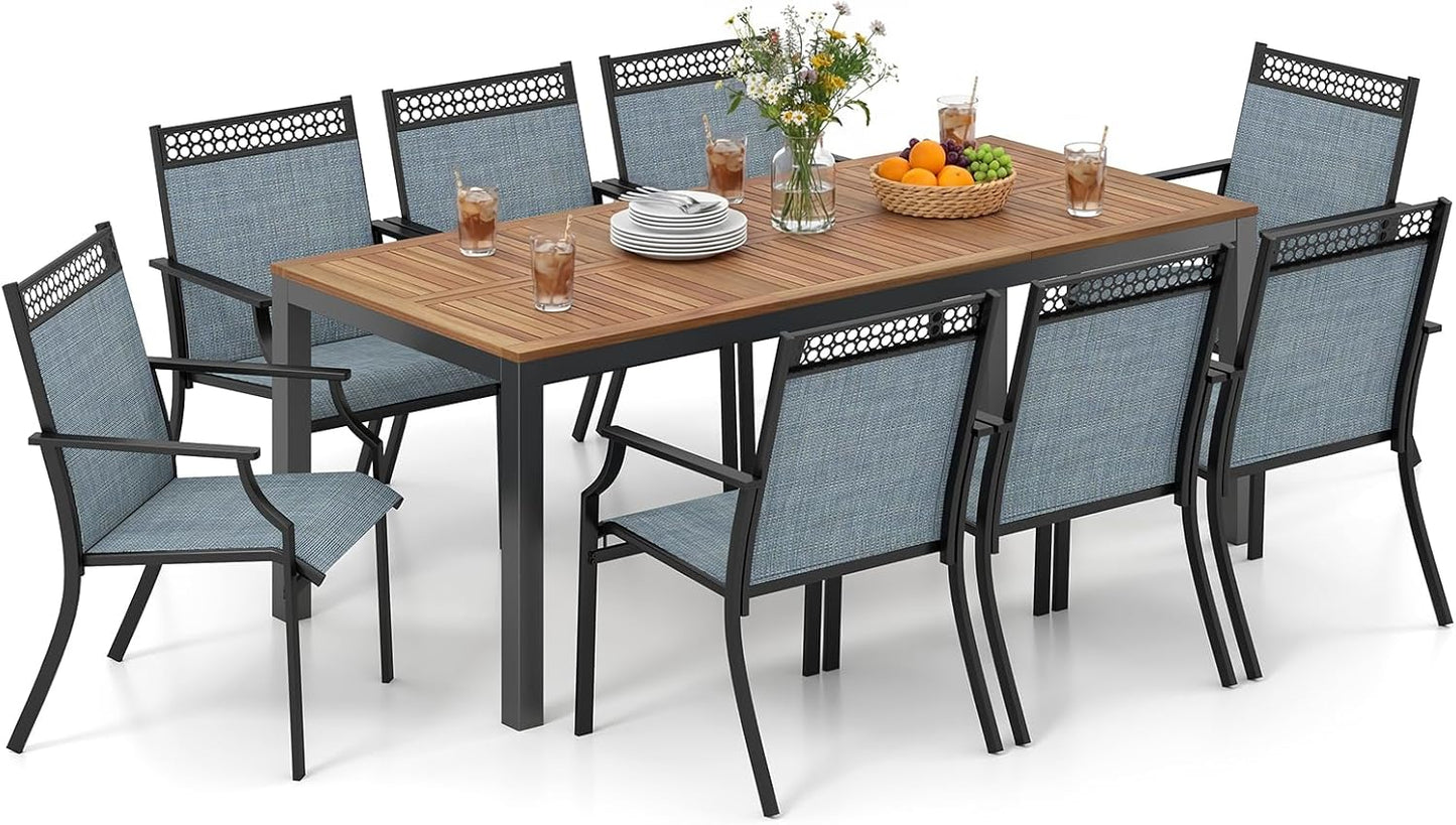 8-Piece Outdoor Patio Dining Set with Umbrella Hole