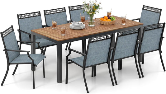 8-Piece Outdoor Patio Dining Set with Umbrella Hole
