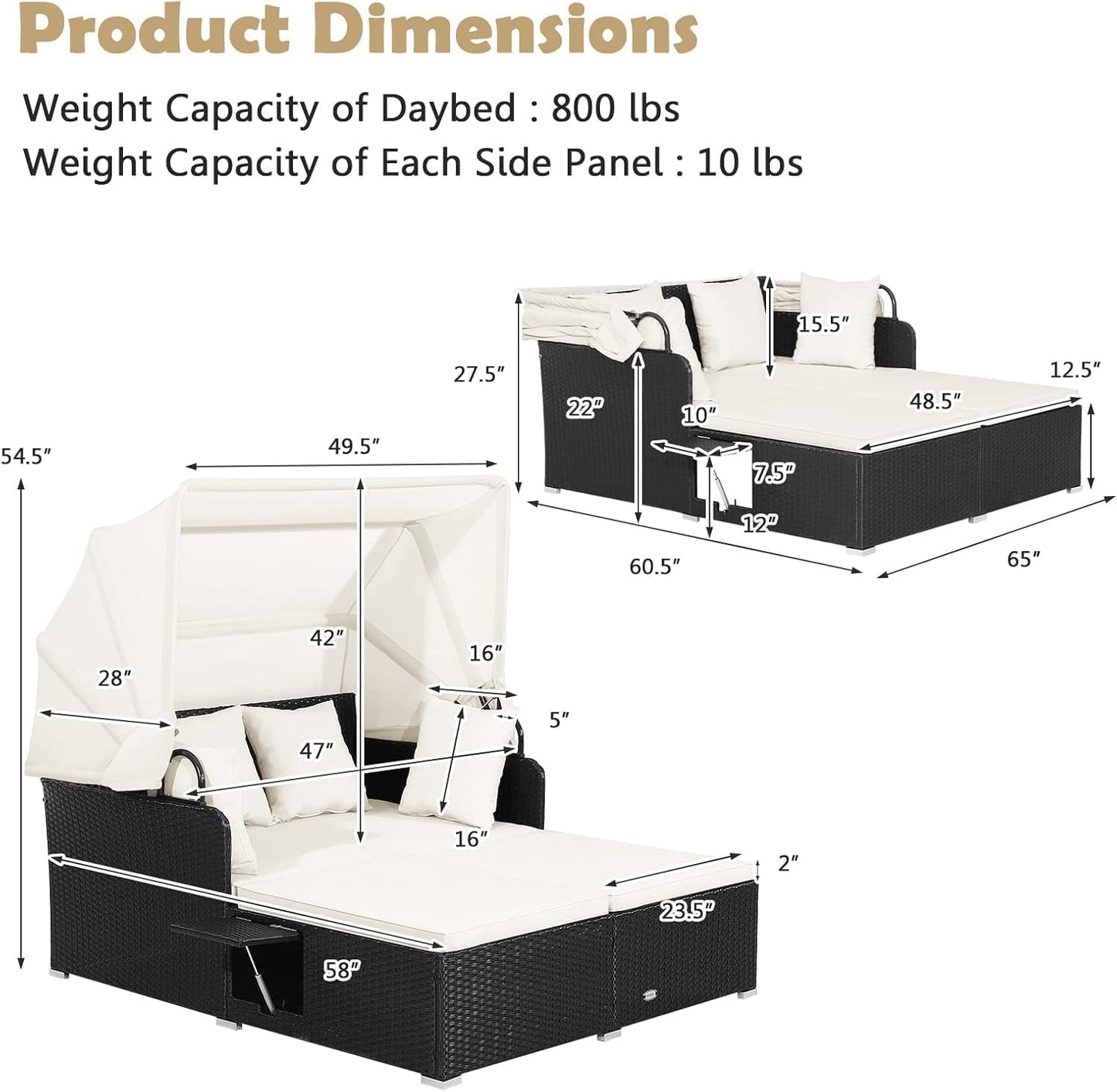 Foldable Outdoor Conversation Set for Patio, Garden and Backyard