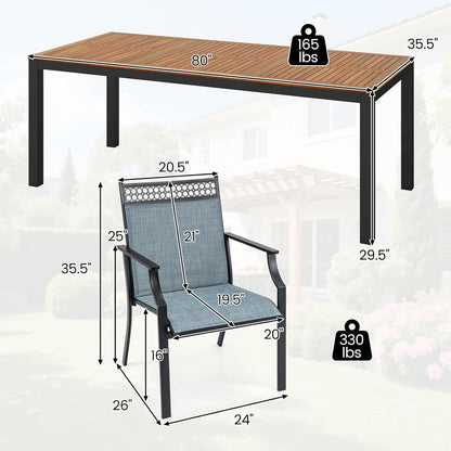 8-Piece Outdoor Patio Dining Set with Umbrella Hole
