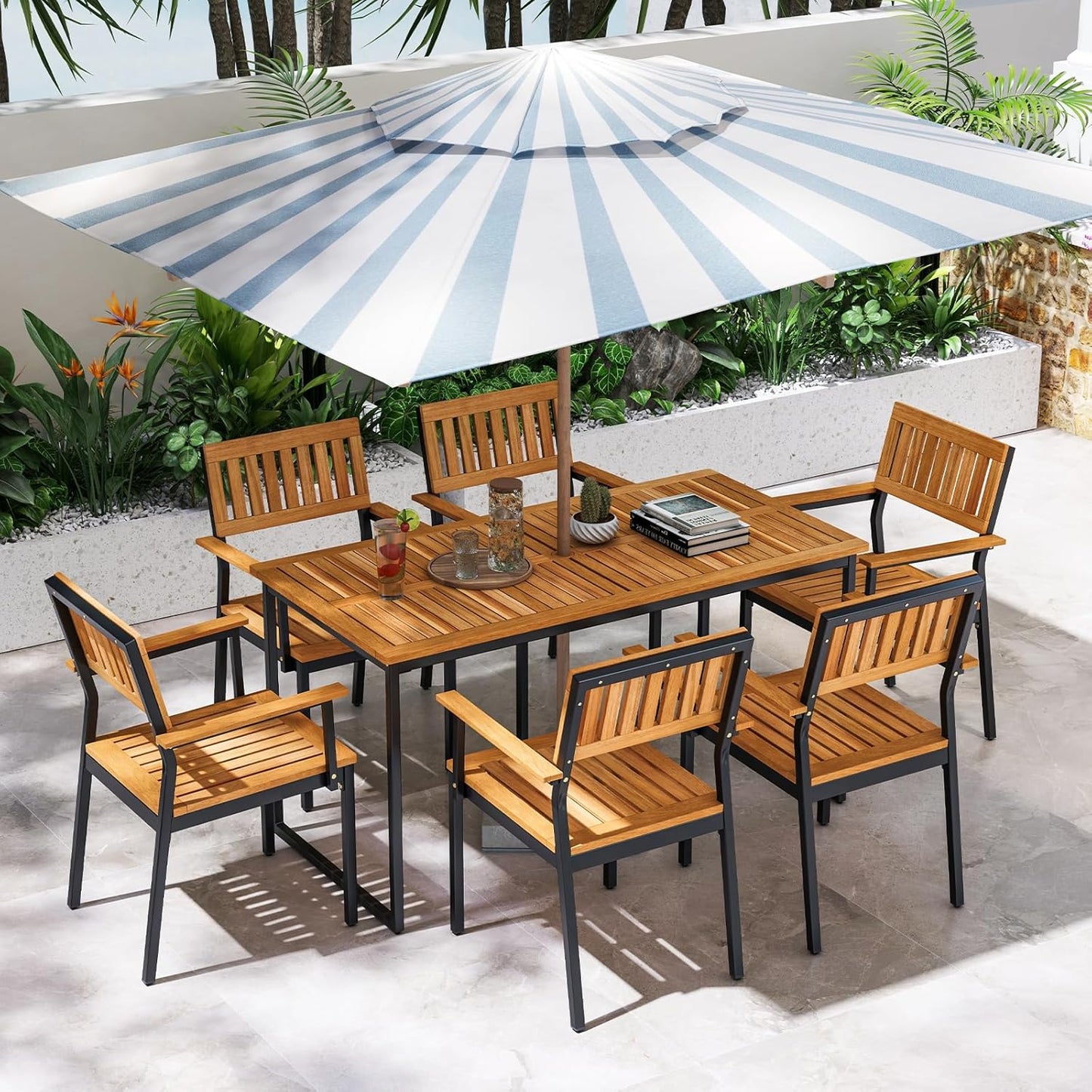 Outdoor Rectangular Wicker Armchairs – Durable Patio & Farmhouse Seating Set