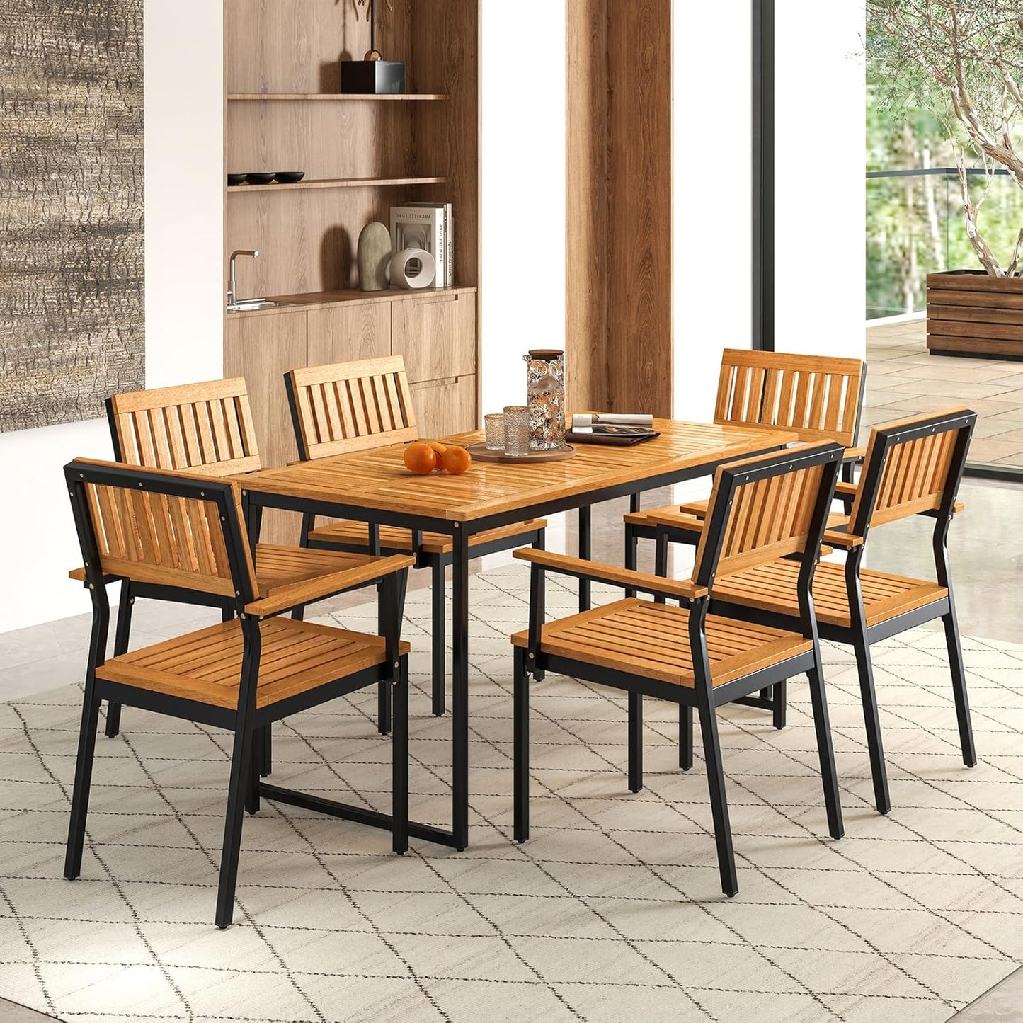 Outdoor Rectangular Wicker Armchairs – Durable Patio & Farmhouse Seating Set