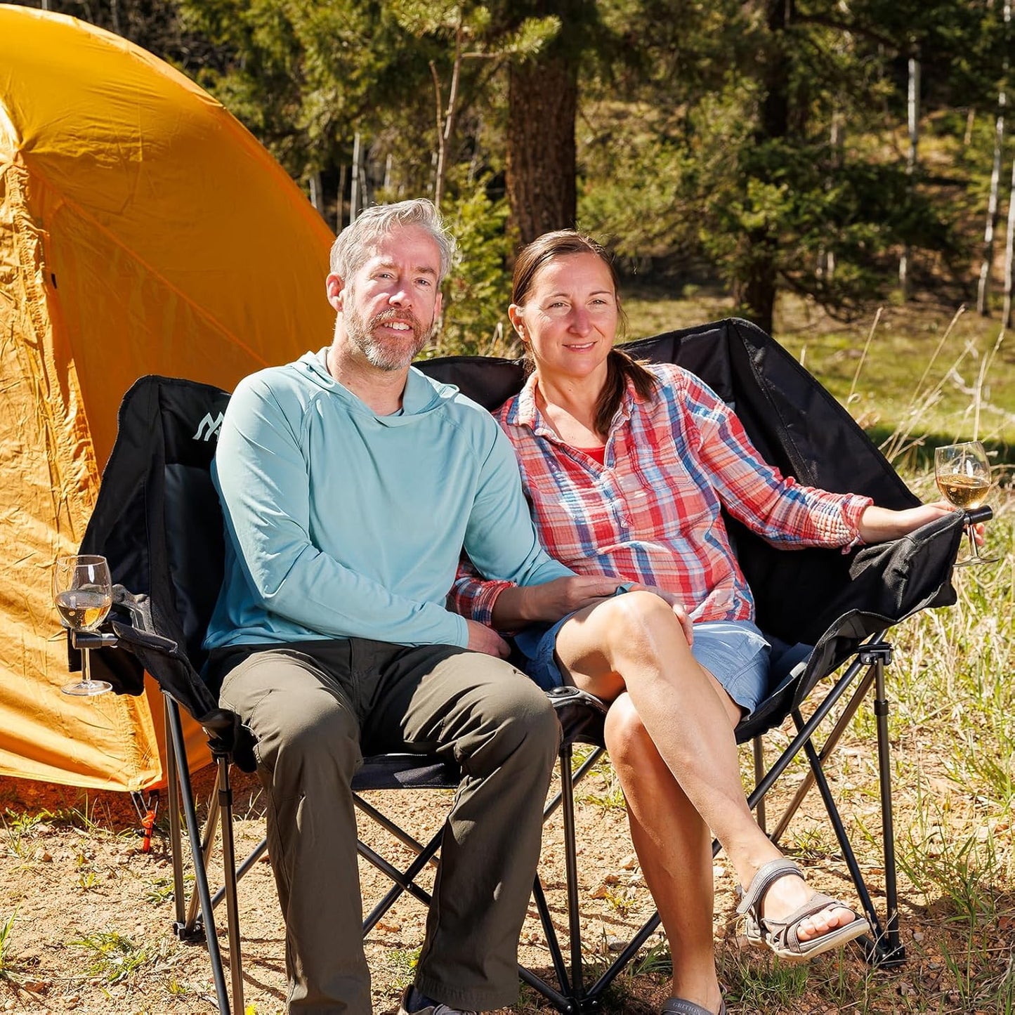 Portable Double Camping Chair for Outdoor Relaxation and Travel Use