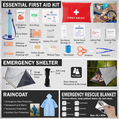 Complete Disaster Preparedness Survival Kit for Outdoor and Home Use