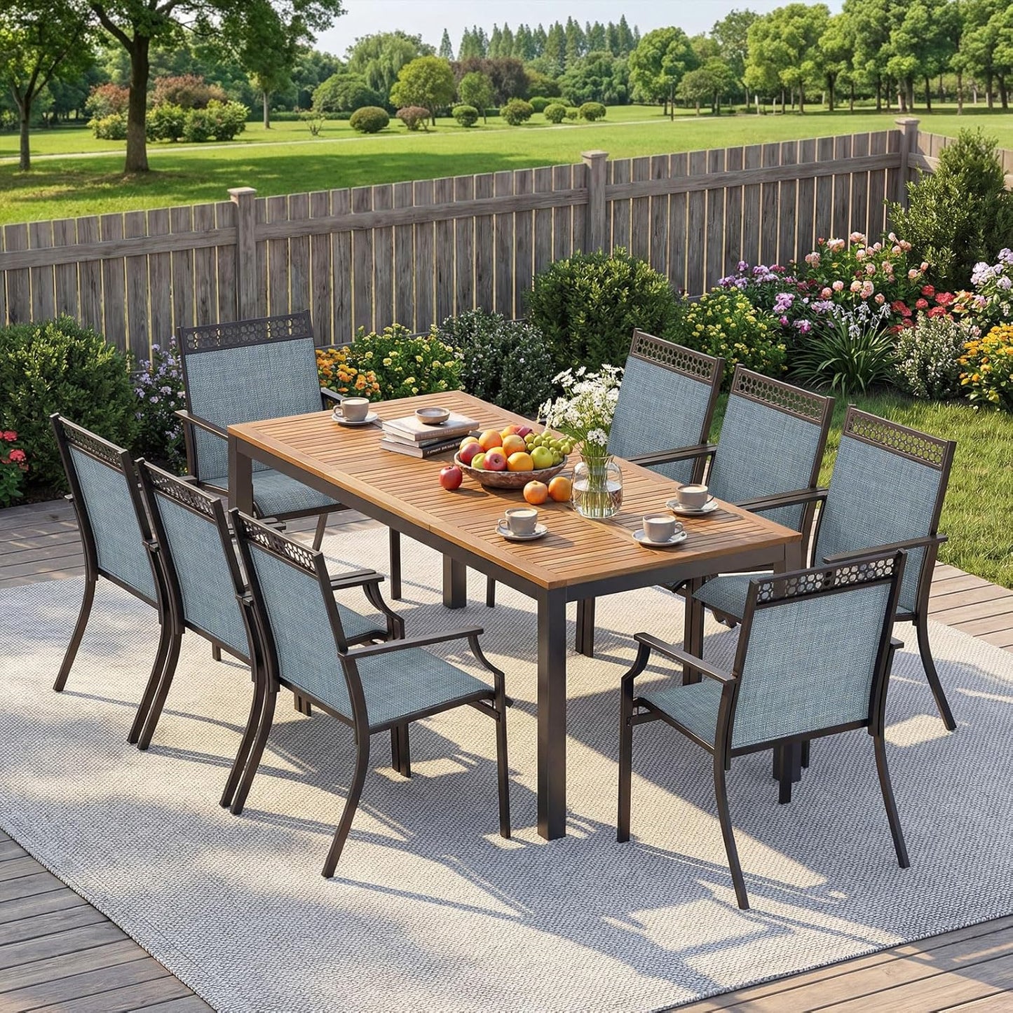 8-Piece Outdoor Patio Dining Set with Umbrella Hole