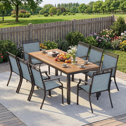 8-Piece Outdoor Patio Dining Set with Umbrella Hole