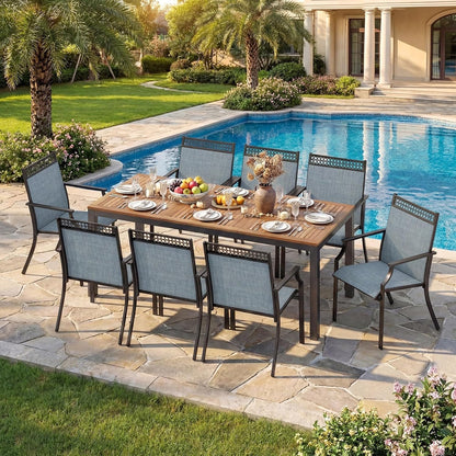 8-Piece Outdoor Patio Dining Set with Umbrella Hole